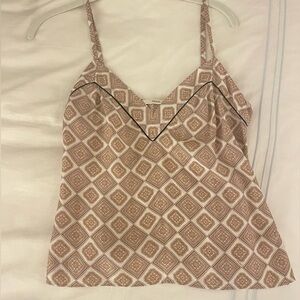 Prada 100% Silk Tank (Brown and Cream)